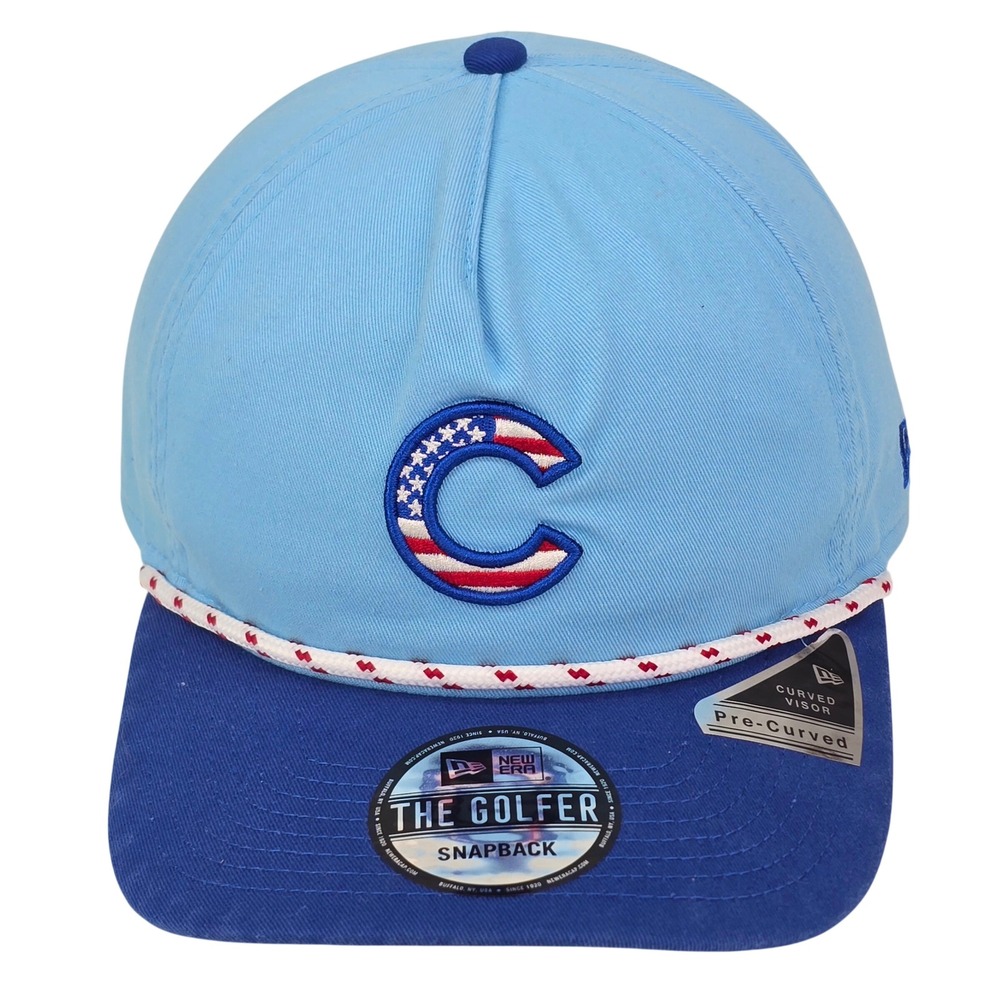Chicago Cubs Golfer Snapback Hat Blue Patriotic Rope MLB Baseball Cap New Era